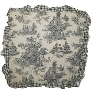 Weaverly Square Table Cloth 1800s Country Theme 36"x36" w/ Checker Double Ruffle